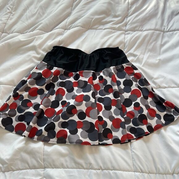 Sparkle Skirts Womens Medium Red Gray Polka Dot Pull On Skirt Skort Tennis Golf - Picture 1 of 8